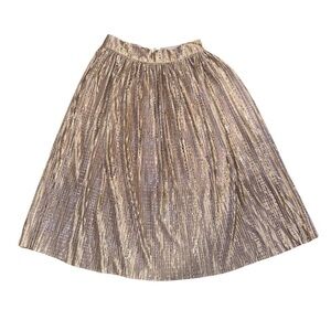 Sabina Musayev Cassia Pleated Rose Gold Shimmer Midi Skirt - Size 2
